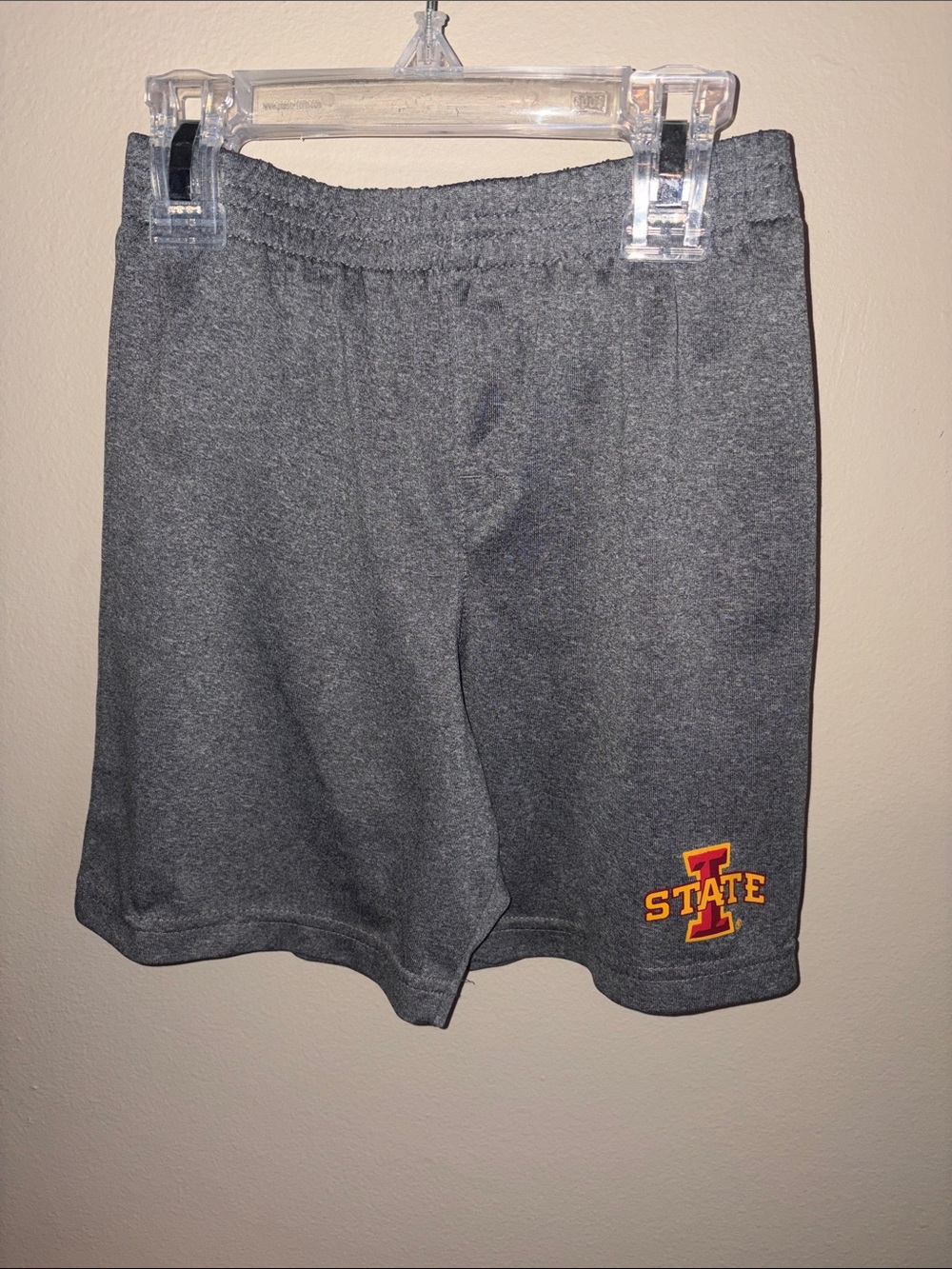 Iowa State University Gray Athletic Shorts with Red & Gold Embroidered Logo